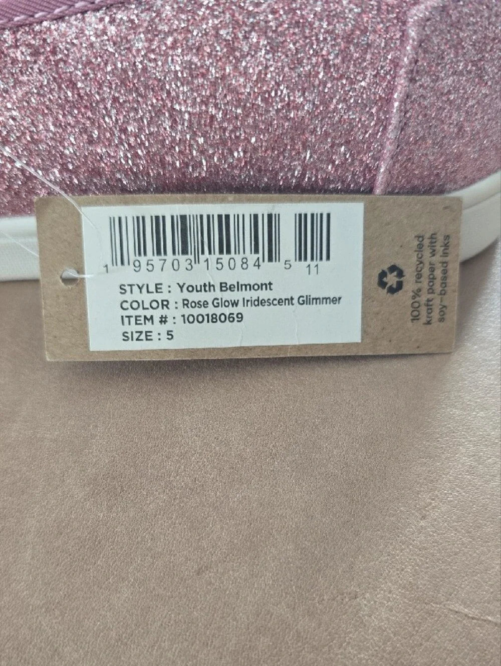 TOMS Girl's Pink Glitter Slip-On Moccasins